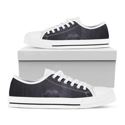 Black Jaguar Print White Low Top Shoes