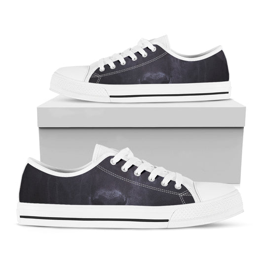 Black Jaguar Print White Low Top Shoes