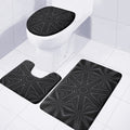 Black Kaleidoscope Print 3 Piece Bath Mat Set