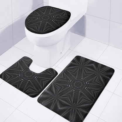 Black Kaleidoscope Print 3 Piece Bath Mat Set