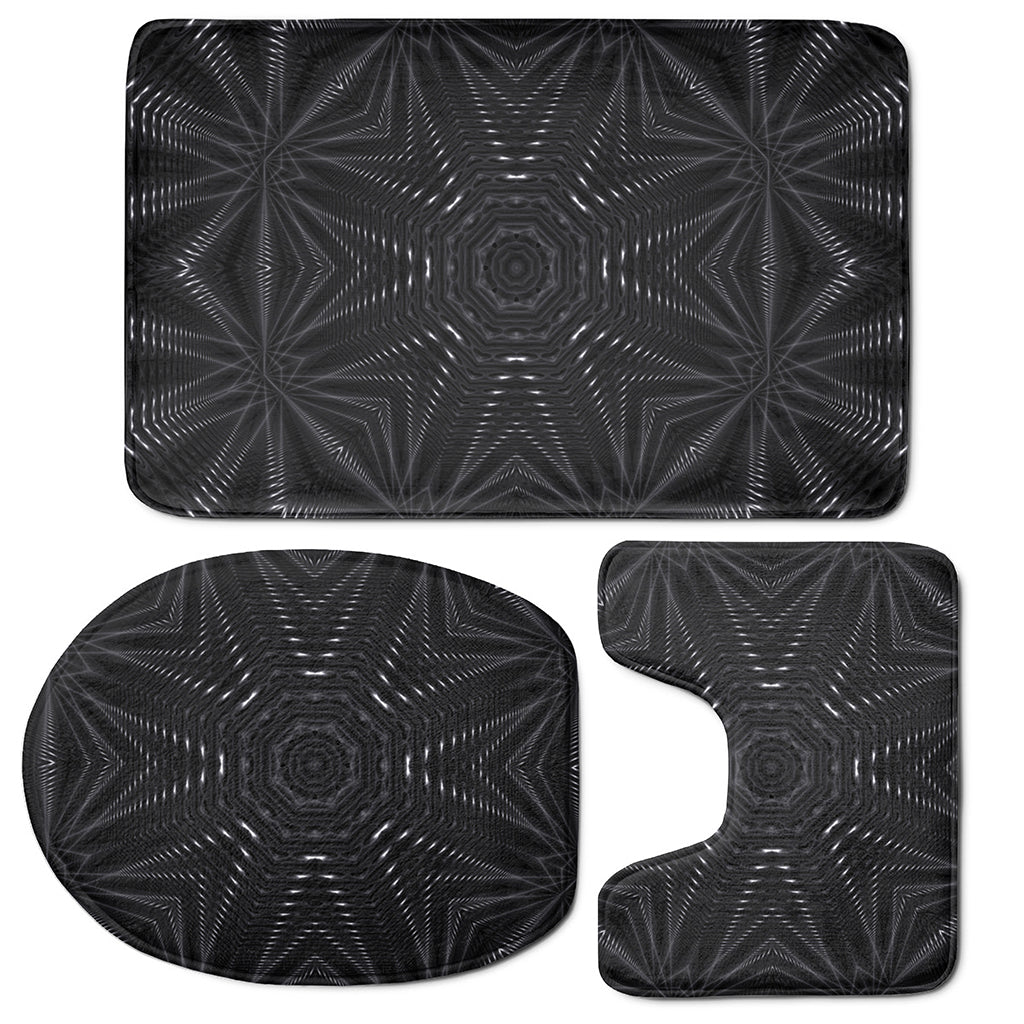 Black Kaleidoscope Print 3 Piece Bath Mat Set