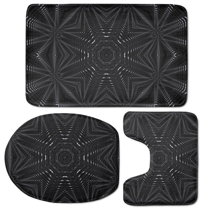 Black Kaleidoscope Print 3 Piece Bath Mat Set