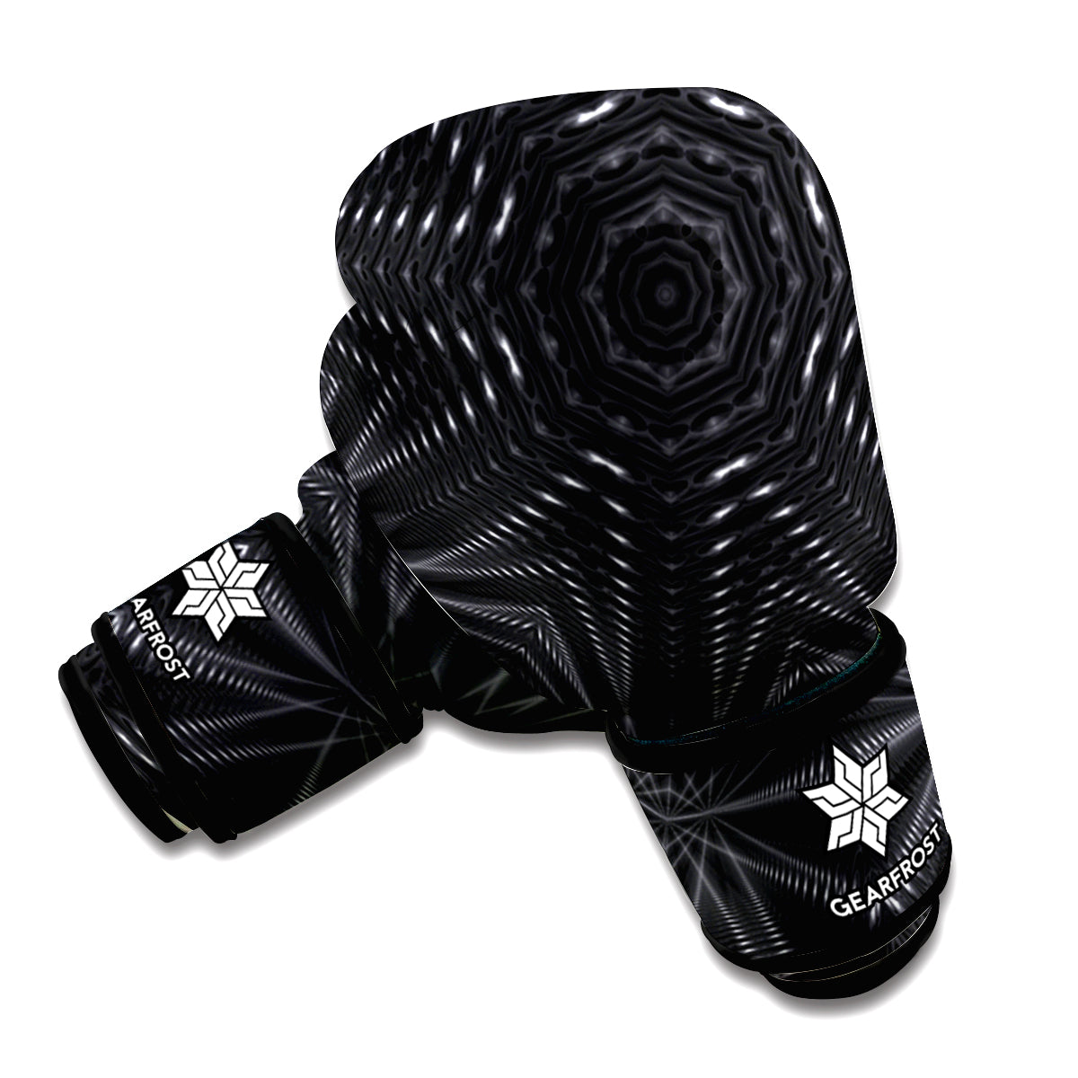 Black Kaleidoscope Print Boxing Gloves