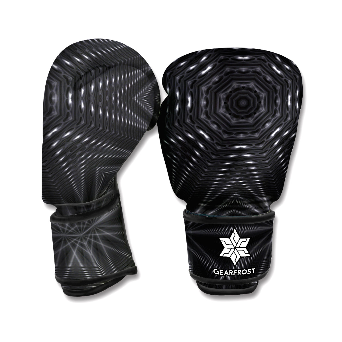 Black Kaleidoscope Print Boxing Gloves