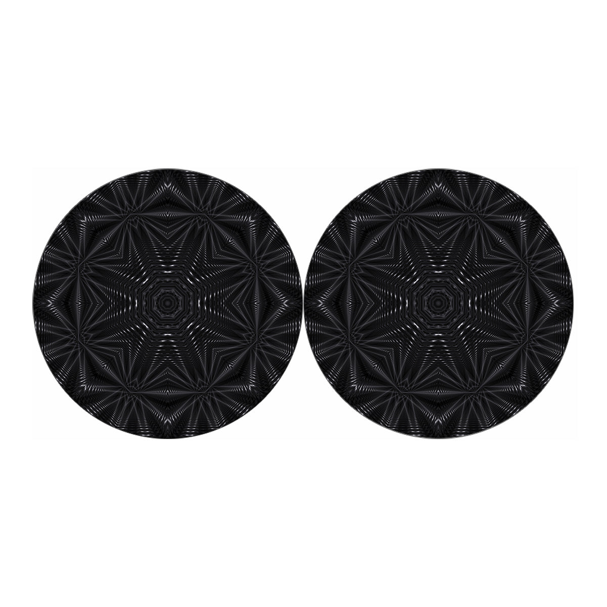 Black Kaleidoscope Print Car Coasters