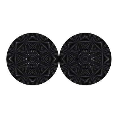 Black Kaleidoscope Print Car Coasters