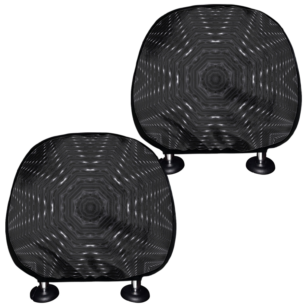 Black Kaleidoscope Print Car Headrest Covers