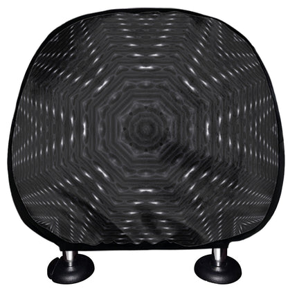 Black Kaleidoscope Print Car Headrest Covers