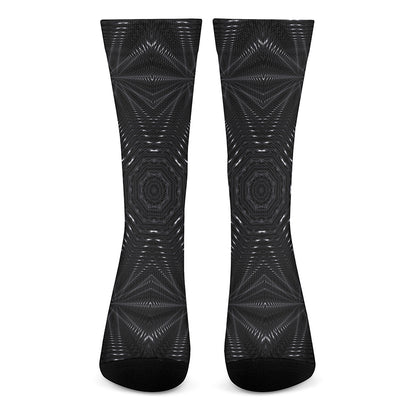 Black Kaleidoscope Print Crew Socks
