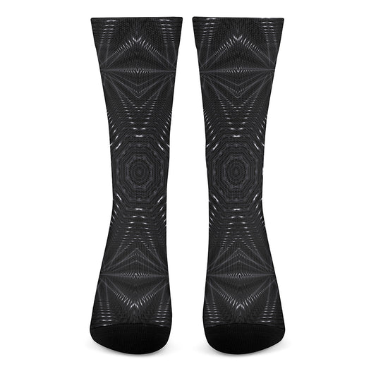 Black Kaleidoscope Print Crew Socks