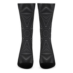 Black Kaleidoscope Print Crew Socks