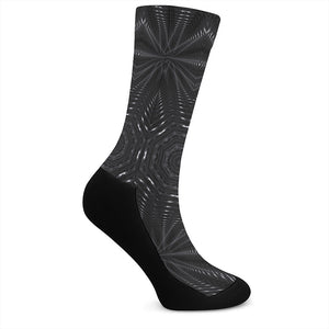 Black Kaleidoscope Print Crew Socks