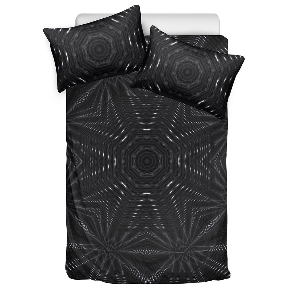Black Kaleidoscope Print Duvet Cover Bedding Set