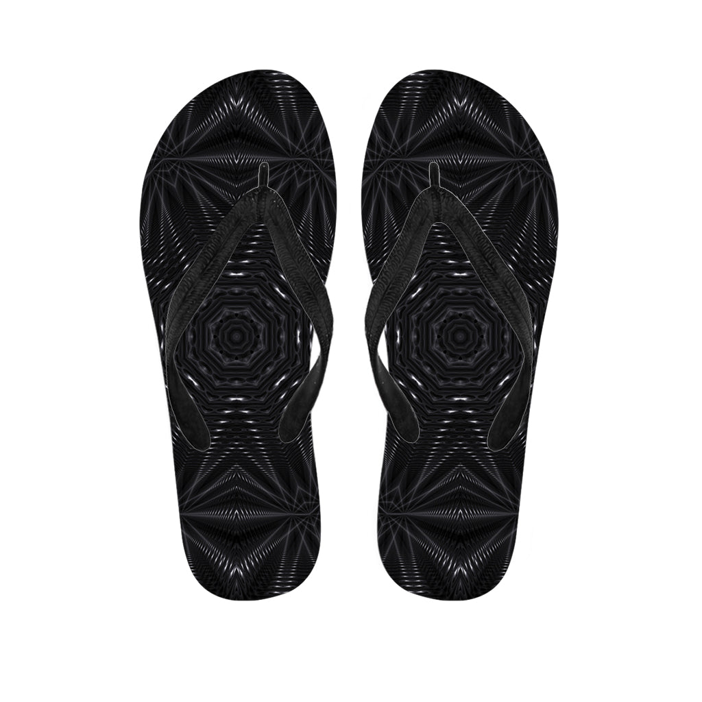 Black Kaleidoscope Print Flip Flops