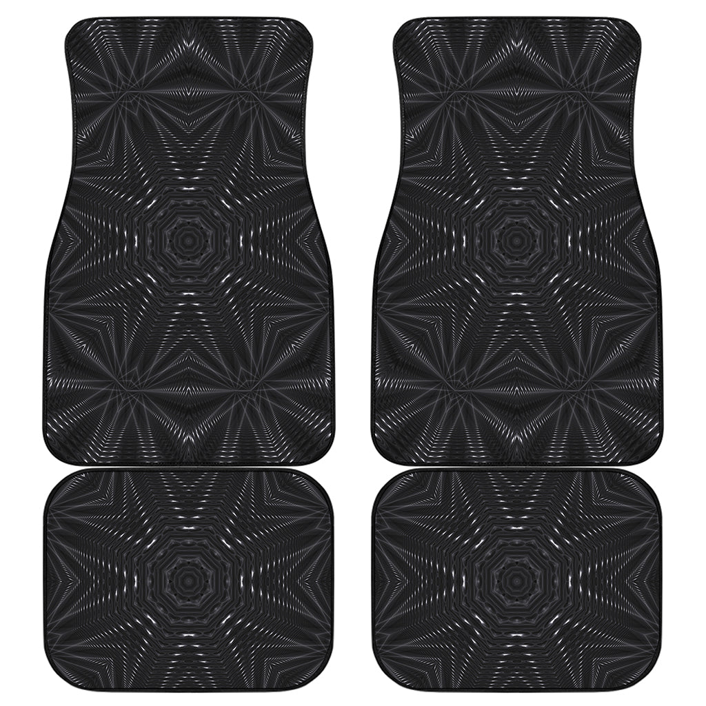 Black Kaleidoscope Print Front and Back Car Floor Mats