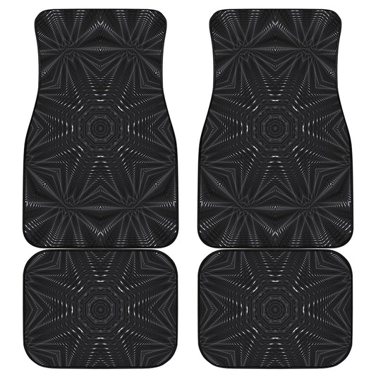 Black Kaleidoscope Print Front and Back Car Floor Mats