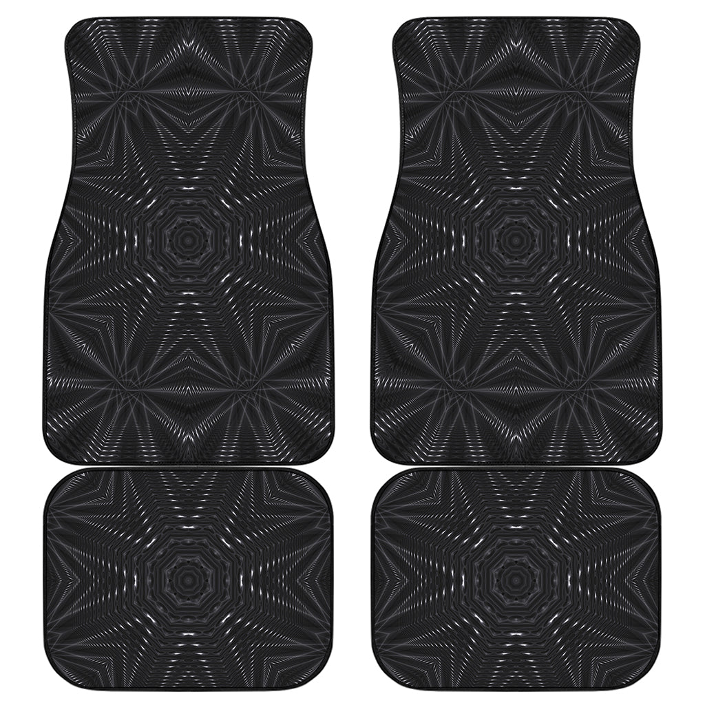 Black Kaleidoscope Print Front and Back Car Floor Mats