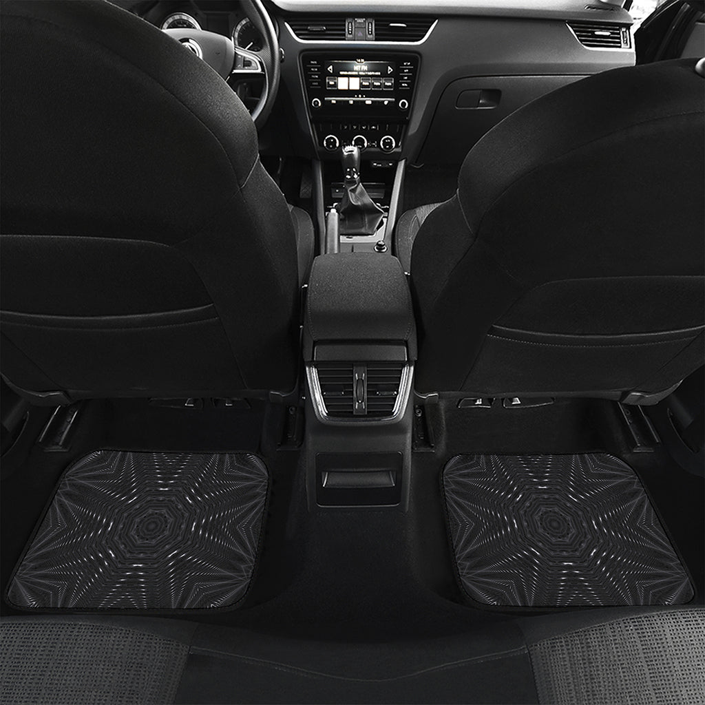 Black Kaleidoscope Print Front and Back Car Floor Mats