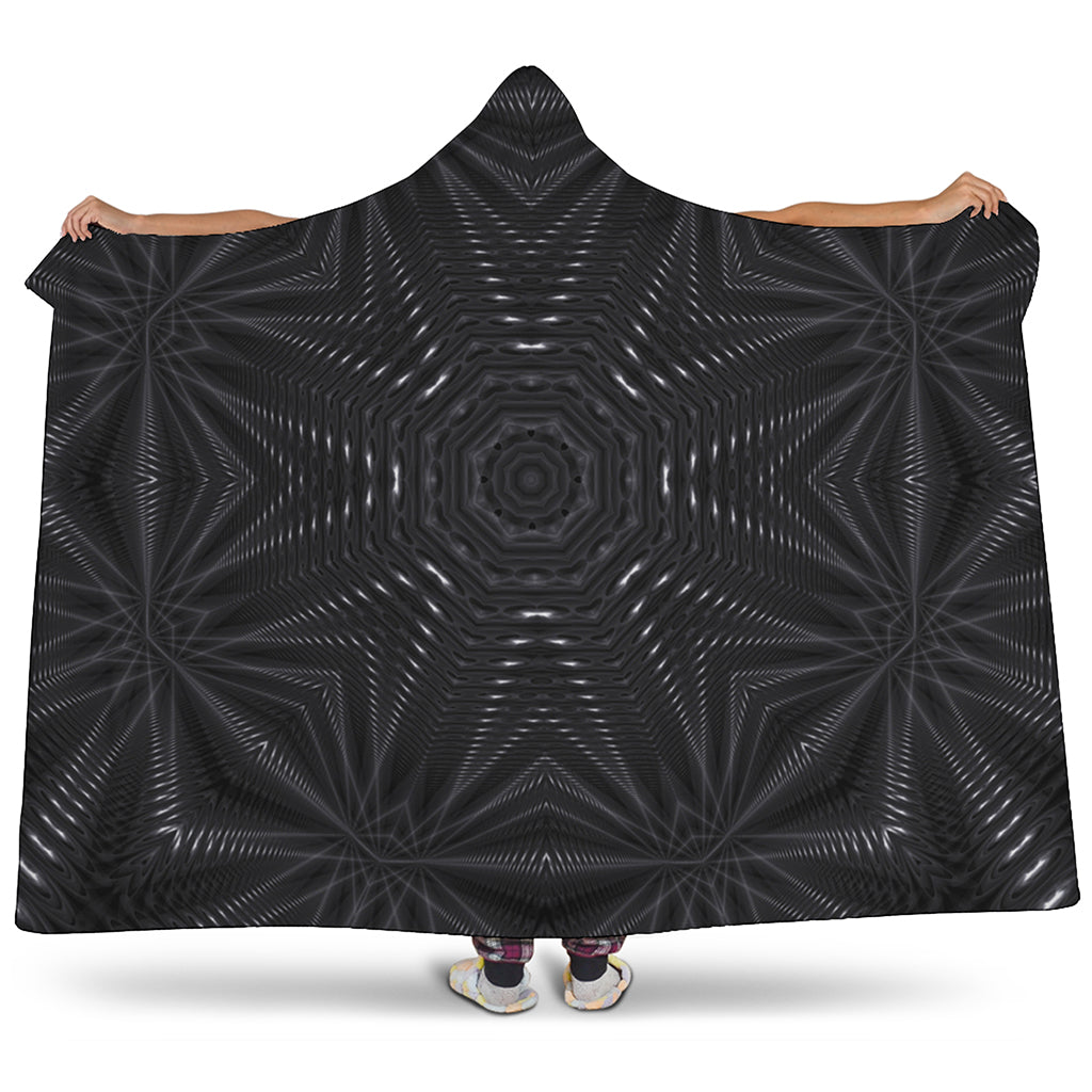 Black Kaleidoscope Print Hooded Blanket