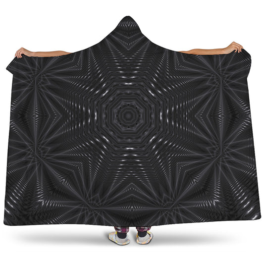 Black Kaleidoscope Print Hooded Blanket