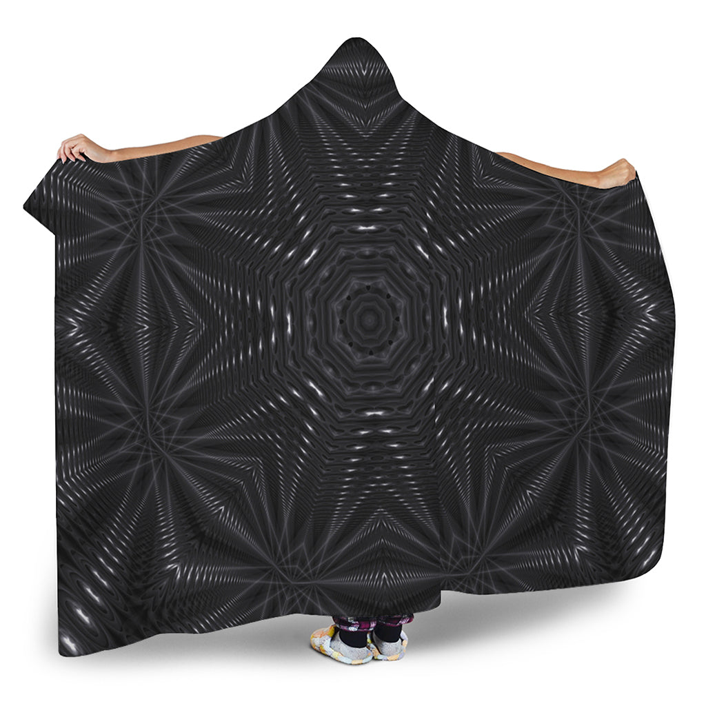Black Kaleidoscope Print Hooded Blanket