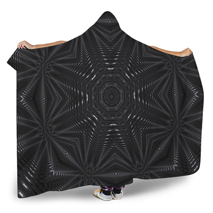 Black Kaleidoscope Print Hooded Blanket