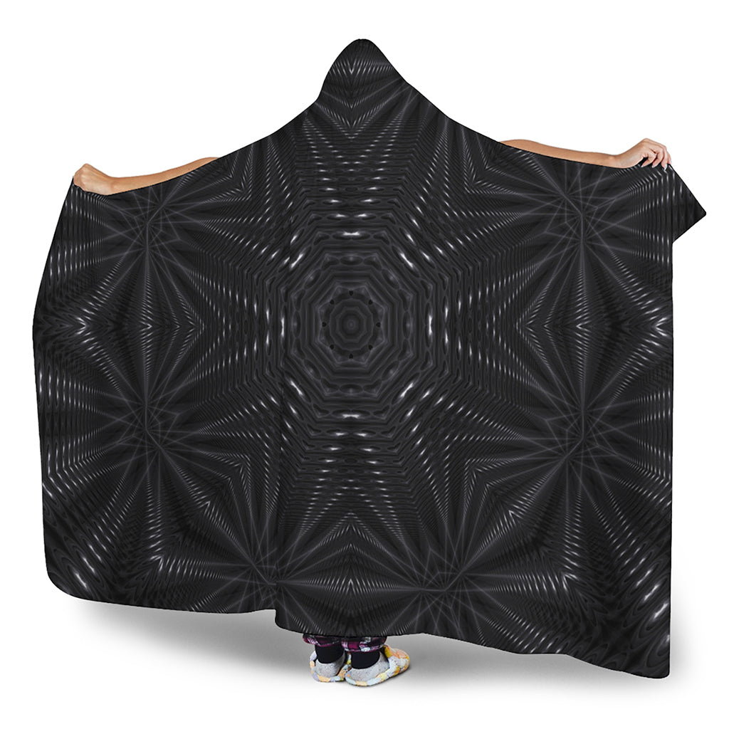 Black Kaleidoscope Print Hooded Blanket