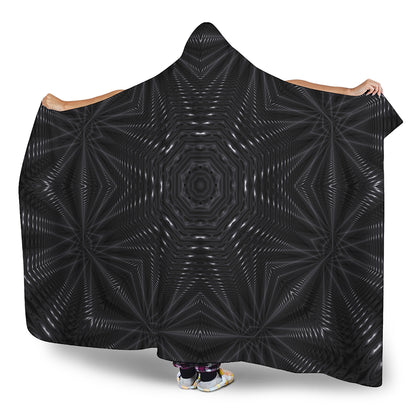 Black Kaleidoscope Print Hooded Blanket
