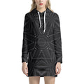 Black Kaleidoscope Print Pullover Hoodie Dress