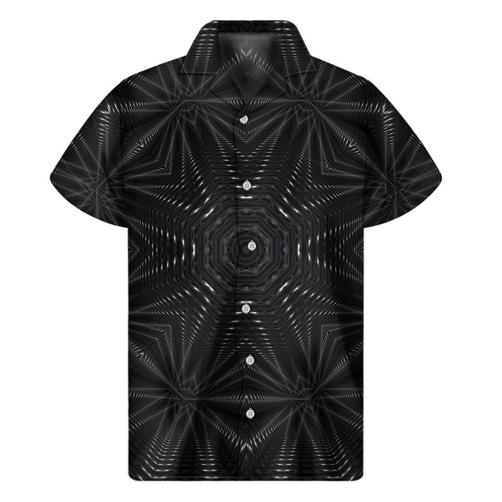 Black Kaleidoscope Print Men's Short Sleeve Shirt