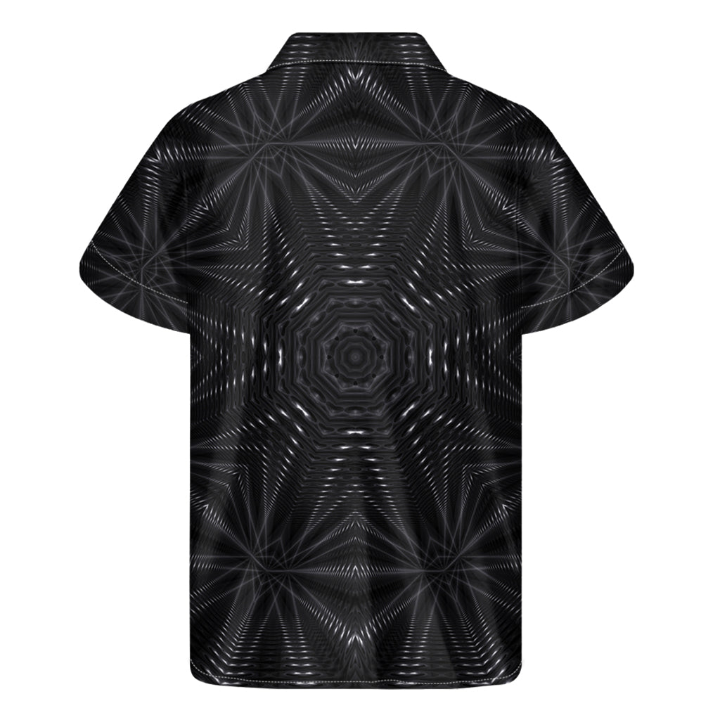 Black Kaleidoscope Print Men's Short Sleeve Shirt