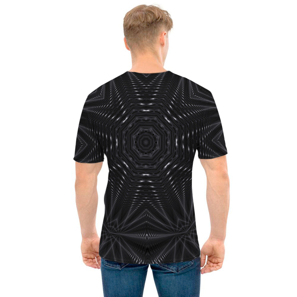 Black Kaleidoscope Print Men's T-Shirt