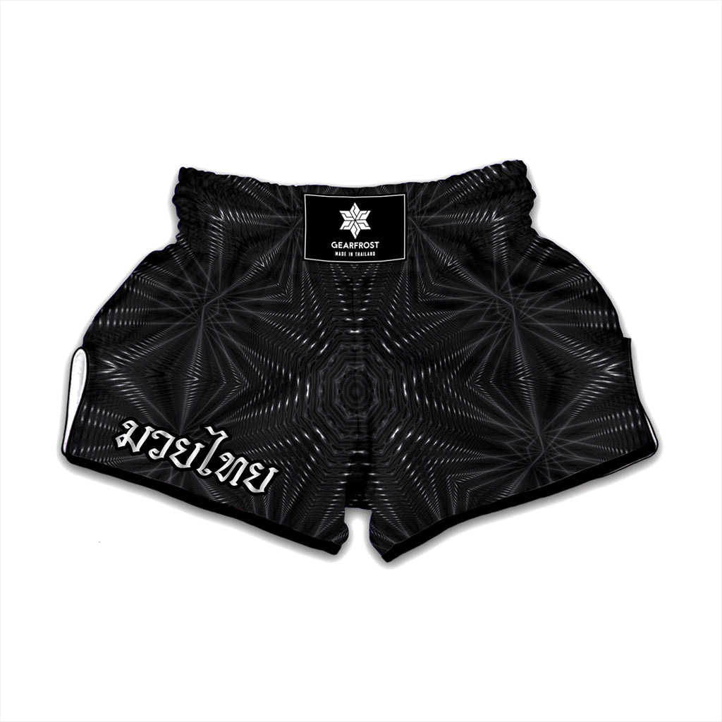 Black Kaleidoscope Print Muay Thai Boxing Shorts