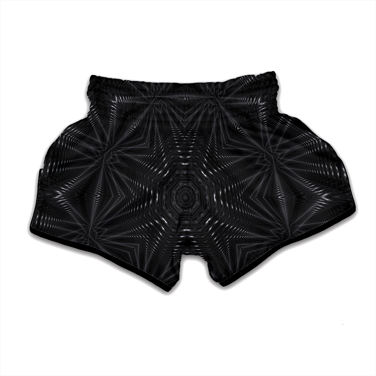 Black Kaleidoscope Print Muay Thai Boxing Shorts