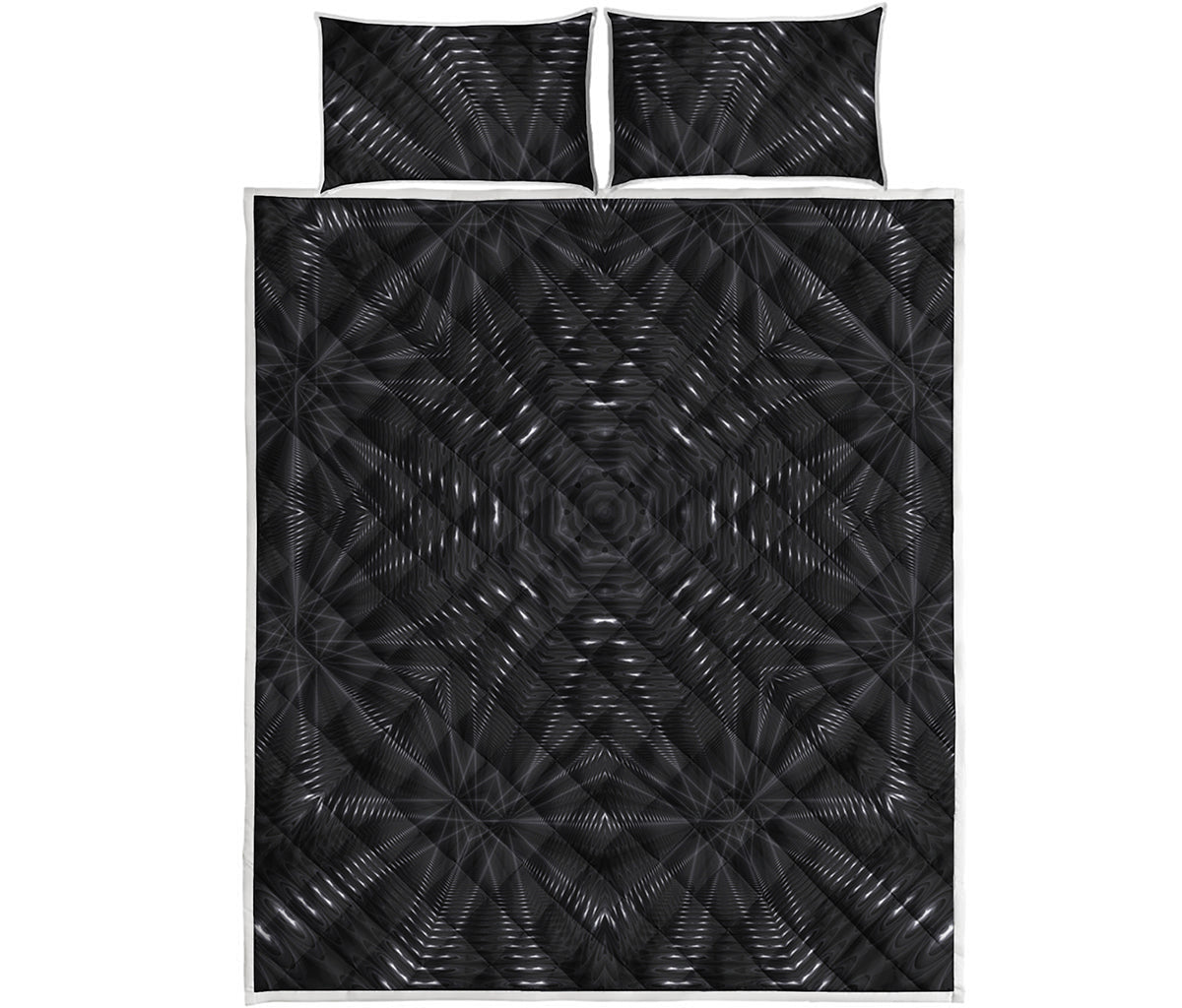 Black Kaleidoscope Print Quilt Bed Set