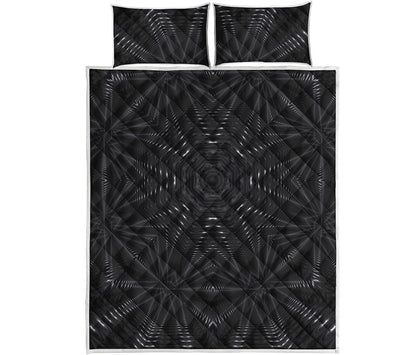 Black Kaleidoscope Print Quilt Bed Set