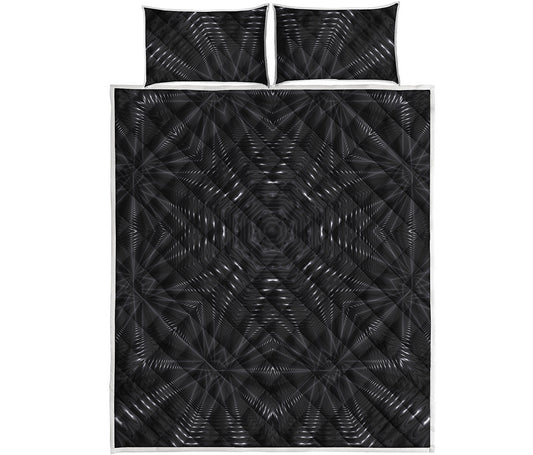Black Kaleidoscope Print Quilt Bed Set