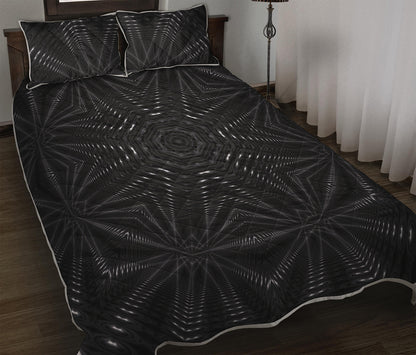 Black Kaleidoscope Print Quilt Bed Set