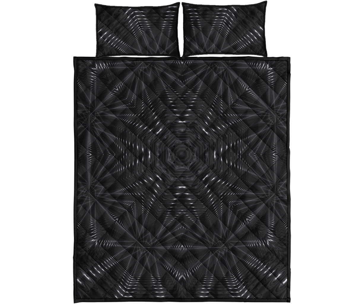 Black Kaleidoscope Print Quilt Bed Set
