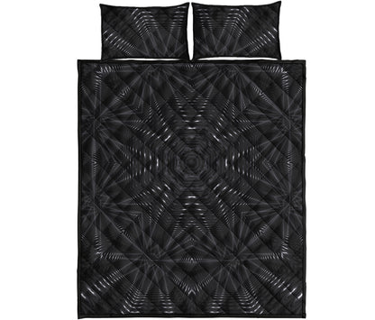 Black Kaleidoscope Print Quilt Bed Set