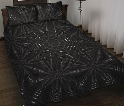 Black Kaleidoscope Print Quilt Bed Set