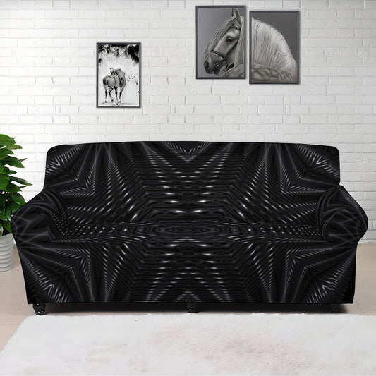 Black Kaleidoscope Print Sofa Cover