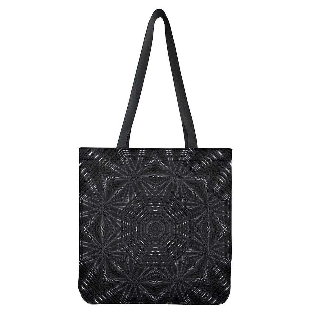Black Kaleidoscope Print Tote Bag