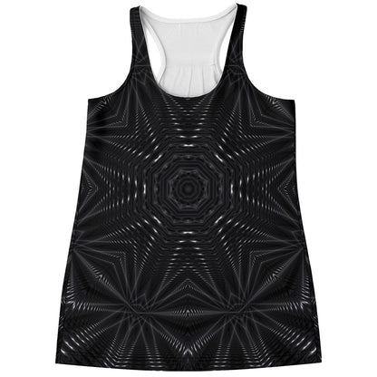 Black Kaleidoscope Print Women's Racerback Tank Top
