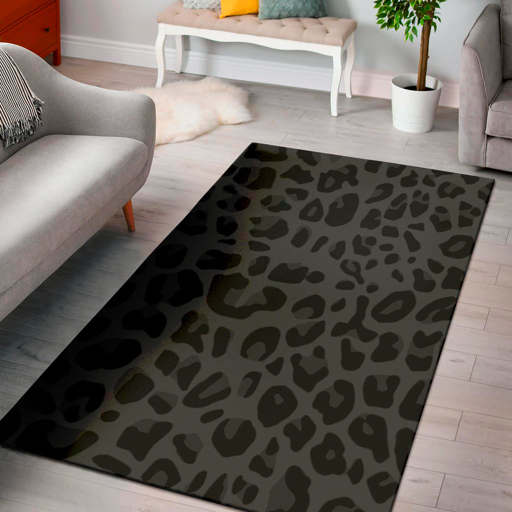 Black Leopard Print Area Rug