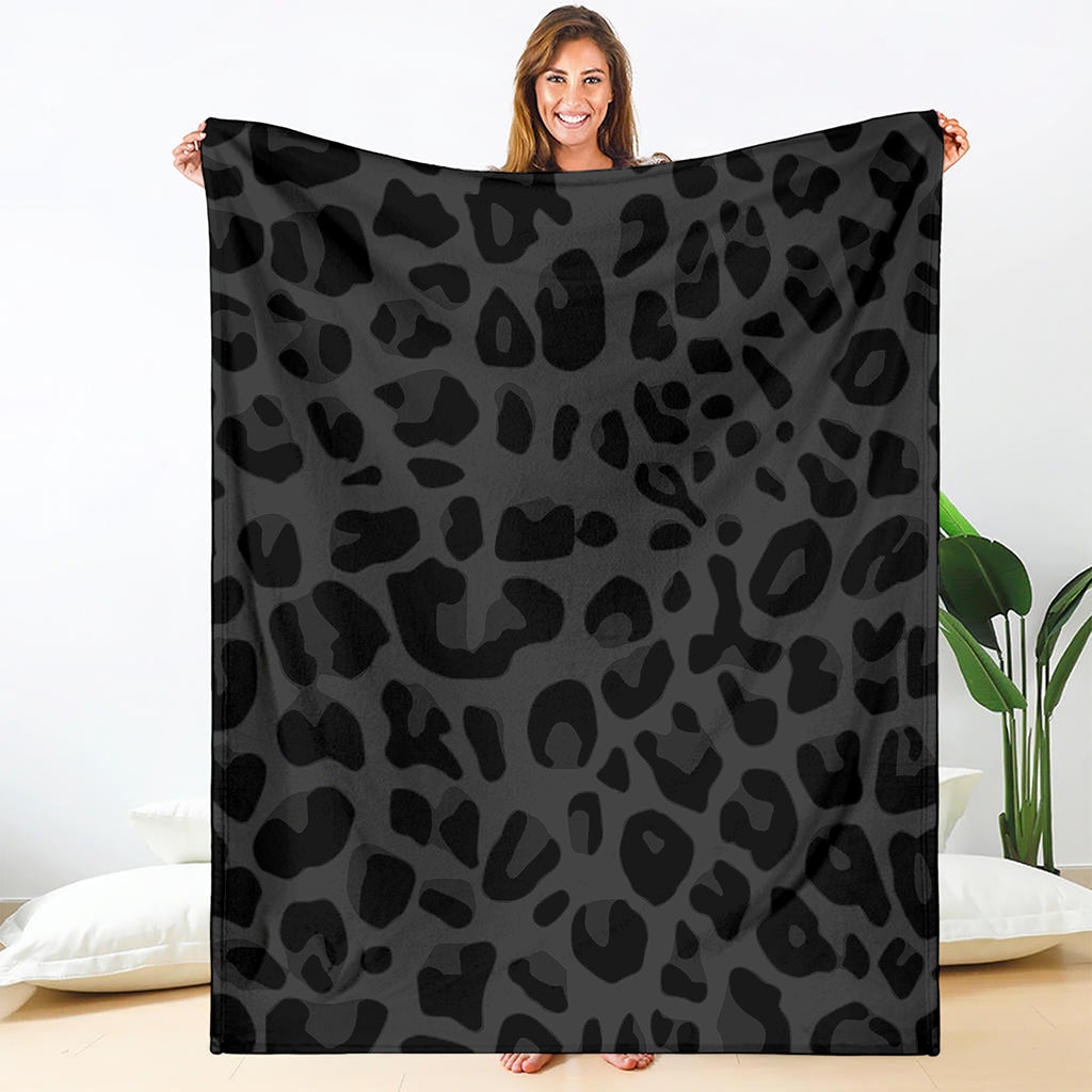 Black Leopard Print Blanket