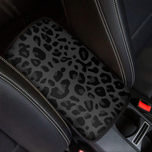Black Leopard Print Car Center Console Cover