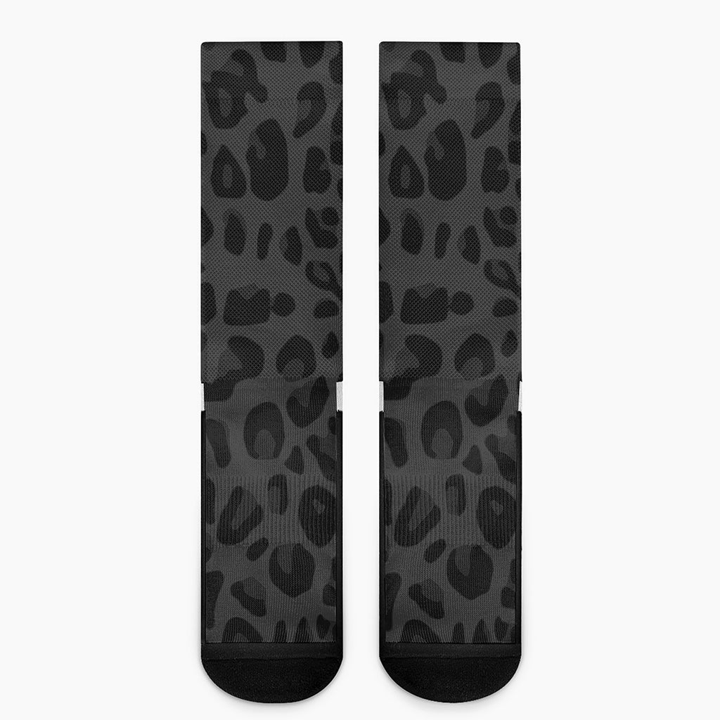 Black Leopard Print Crew Socks