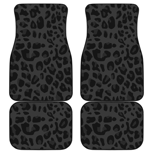 Black Leopard Print Front and Back Car Floor Mats