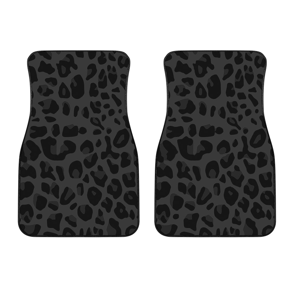 Black Leopard Print Front Car Floor Mats